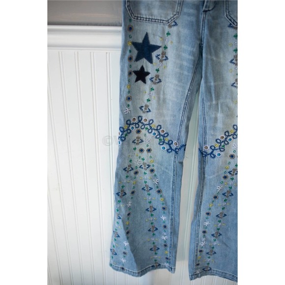 FREE PEOPLE DELPHINE EMBROIDERED JEANS 27 - Picture 3 of 7